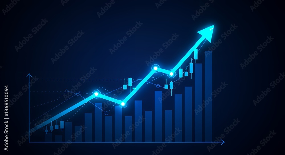 Trending Upward Stock Market Graph Arrow Trending Upward Stock Market Graph Arrow