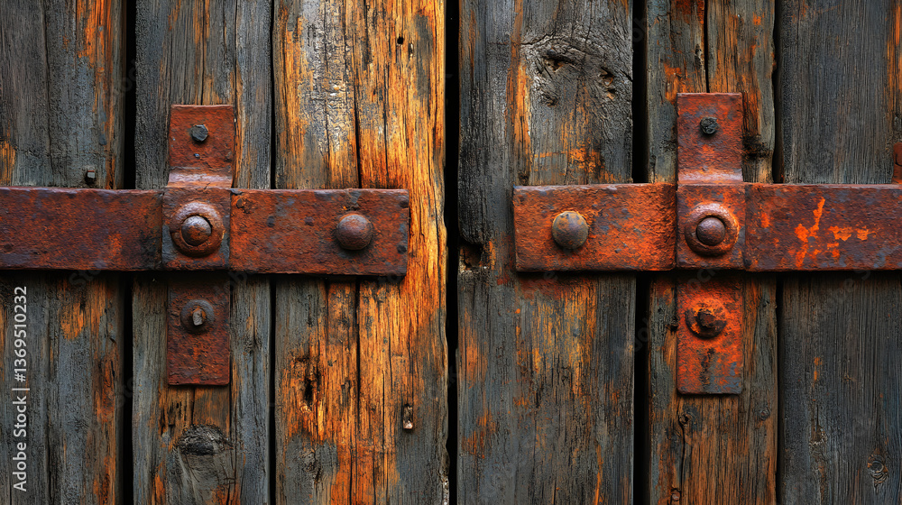 Weathered Patina: The Timeless Appeal of a Cracked Wooden Door and Its Rusted Hinges Weathered Patina: The Timeless Appeal of a Cracked Wooden Door and Its Rusted Hinges