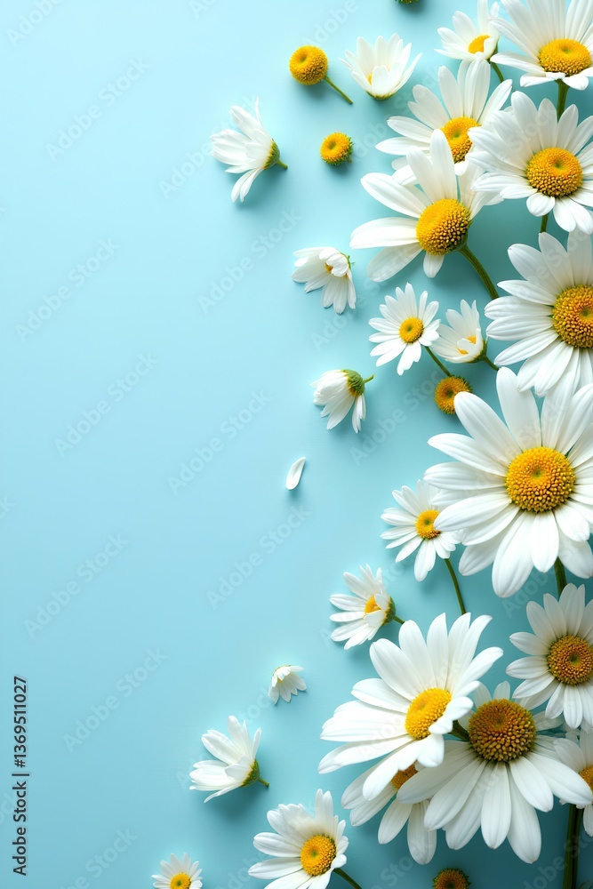 Fototapeta premium white daisies on blue background