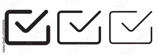 Round checkbox and square checkbox icon set. Vector.