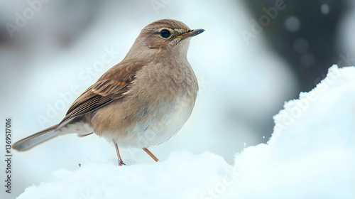 Bird on Winter Snow Wildlife Footprints