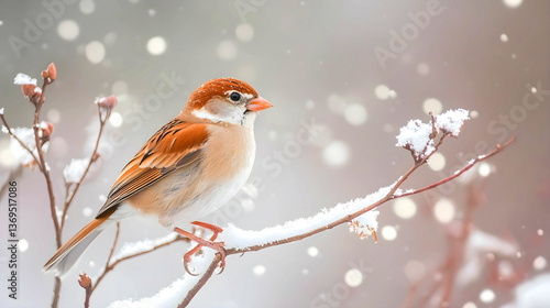 Bird on Winter Snow Wildlife Footprints