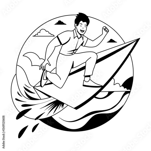 Overachiever illustration in glyph style 
