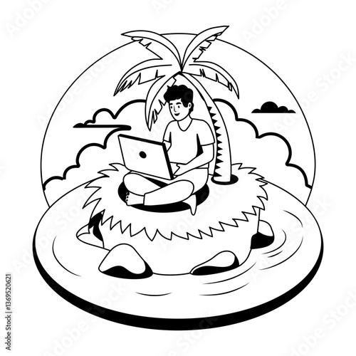 A man doing outdoor work, glyph style illustration 
