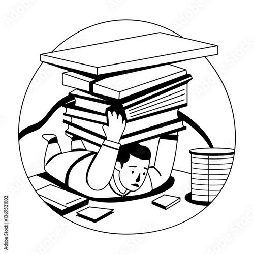 Job strain illustration in glyph style 
