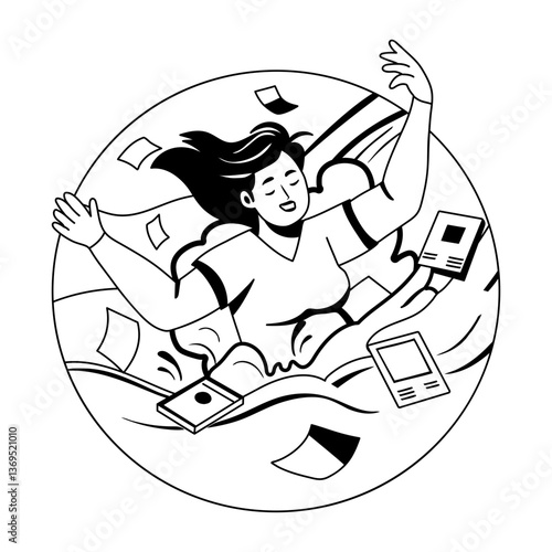  Task overload illustration in glyph style
