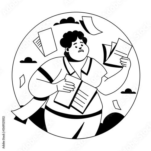 Task burden illustration in glyph style 
