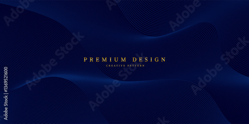 Premium background with diagonal dark blue lines pattern. Vector horizontal template for contemporary formal invitation, prestigious gift certificate, digital luxury business banner, luxury voucher.