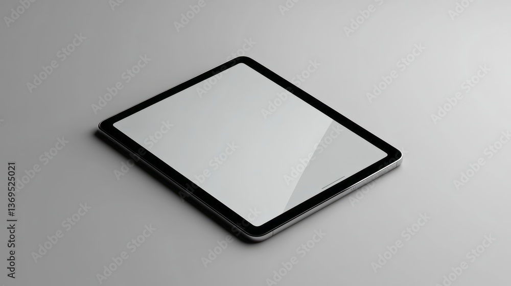 Sleek digital tablet is displayed against a light grey background Sleek digital tablet is displayed against a light grey background