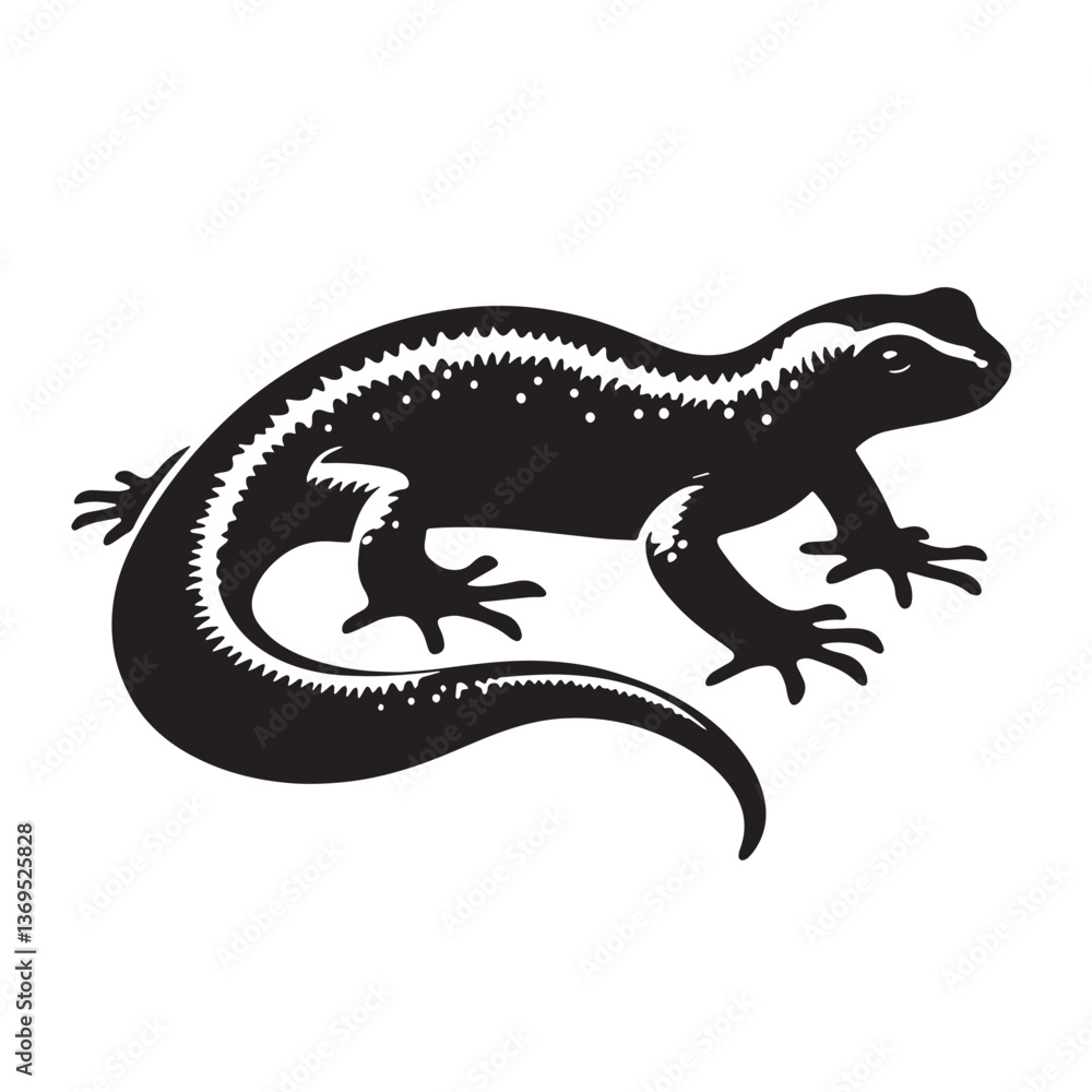 Naklejka premium Black Newt Silhouette Vector, High Quality Illustration on White Background