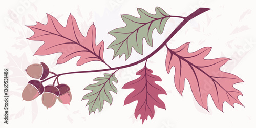 Vibrant autumn foliage vector pattern with maple leaves and branch art