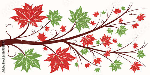 A seamless vector pattern of red and orange maple leaves captures the essence of fall's vibrant autumn foliage