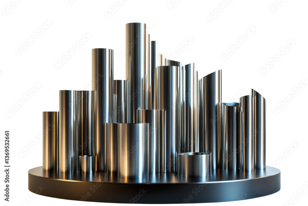 Obraz premium A collection of metal tubes of varying sizes and shapes arranged