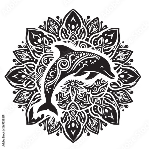 Black Baiji Dolphin Silhouette Vector, High Quality Illustration on White Background