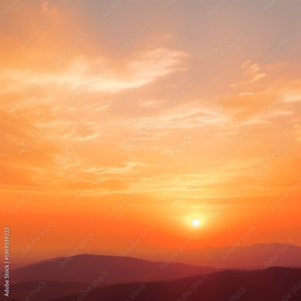 Majestic Sunset Over Silhouetted Mountain Ranges Majestic Sunset Over Silhouetted Mountain Ranges