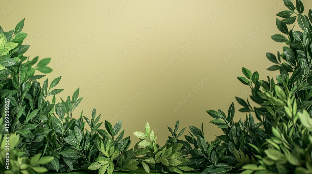 Naklejka premium Lush Green Foliage Frame Perfect for Spring or Summer Designs Nature Background Botanical Illustration
