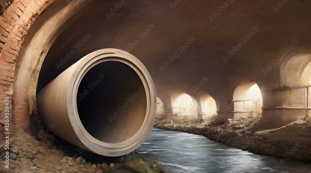 Round canal pipe inside.generative.ai