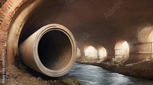Obraz na płótnie Round canal pipe inside.generative.ai w salonie