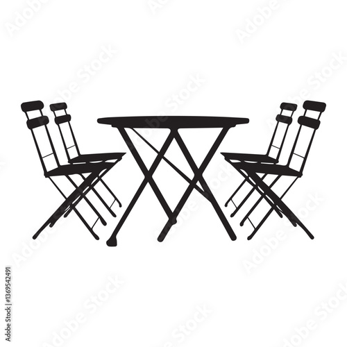 Outdoor table and chairs set silhouette