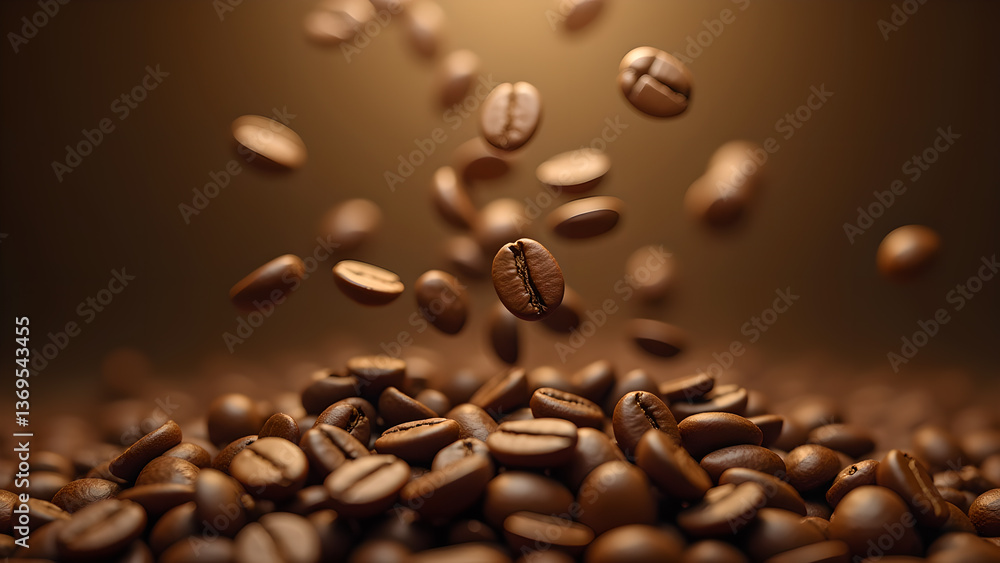 Aromatic Coffee Beans Falling in Slow Motion Aromatic Coffee Beans Falling in Slow Motion