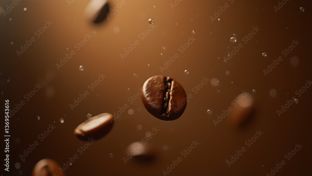 Aromatic Coffee Beans in Mid-Air Suspension Aromatic Coffee Beans in Mid-Air Suspension