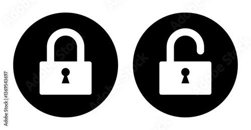 Lock icon set . Lock and unlock icon set. Lock and unlock icon collection. Set of open and close lock. Locked and unlocked vector icon set. lock, unlock, icons.