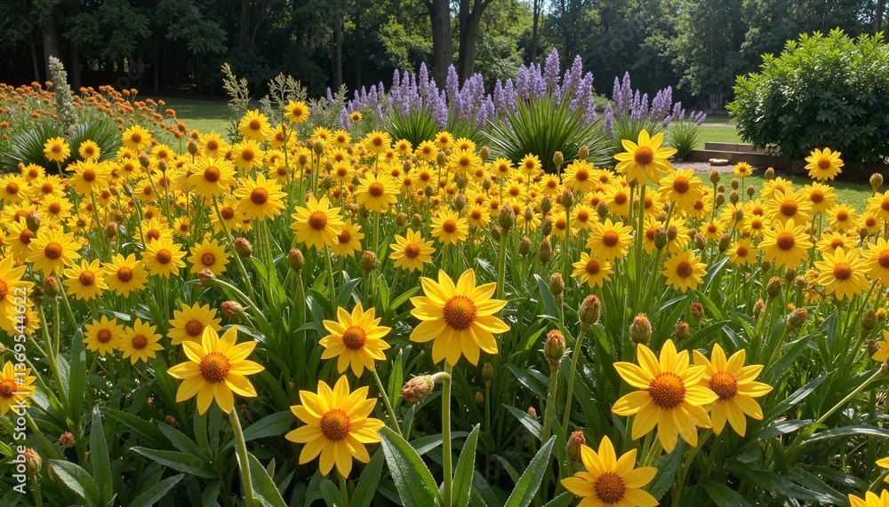 Obraz premium Yellow flowers blooming in a vibrant garden
