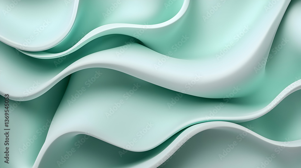 Abstract Emerald Green Serpentine Waves: Fluid Motion Background Abstract Emerald Green Serpentine Waves: Fluid Motion Background