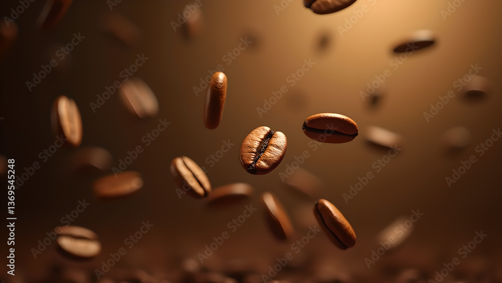 Fototapeta premium Coffee Beans Levitating: Aromatic Culinary Delight