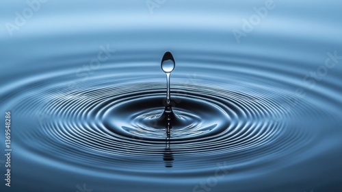 Wallpaper Mural High-speed macro capture of a single droplet hitting a reflective surface, water ripple effect.  Torontodigital.ca