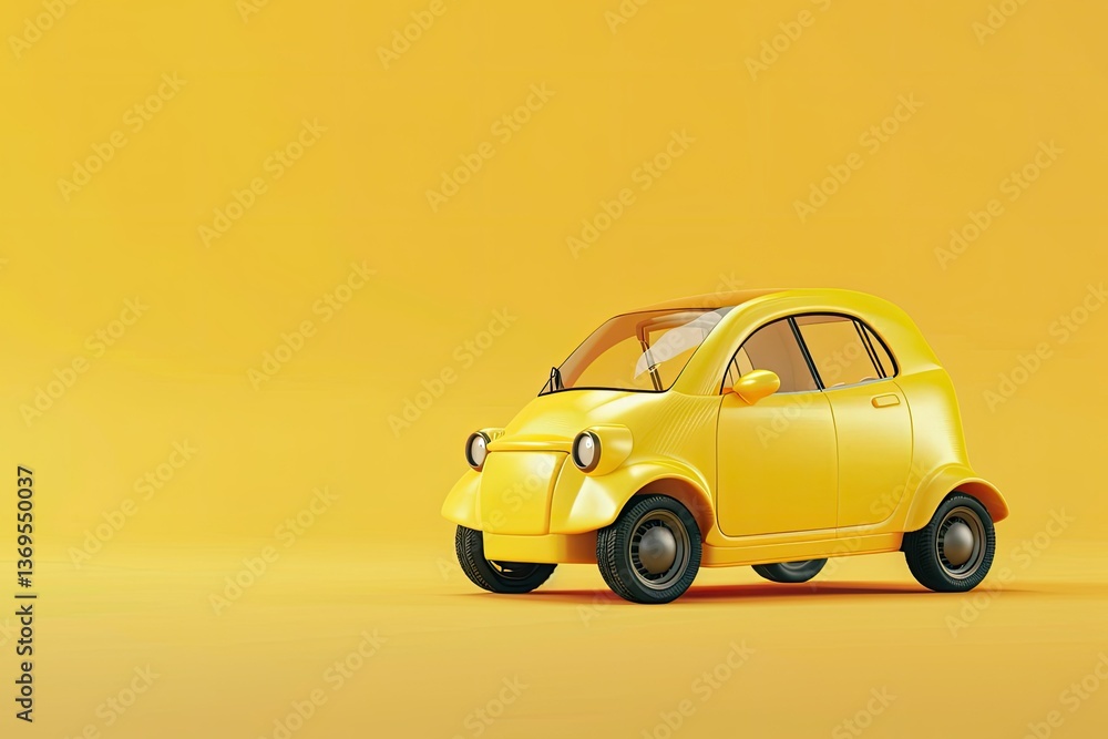 3D Illustration Yellow City Car with Blank Surface for Your Creative Design 3D Rendering 3D Illustration Yellow City Car with Blank Surface for Your Creative Design 3D Rendering