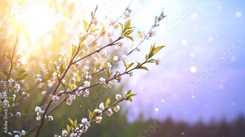 Spring Blossoms Sunlight Shining Through Branches White Flowers Nature Beauty
