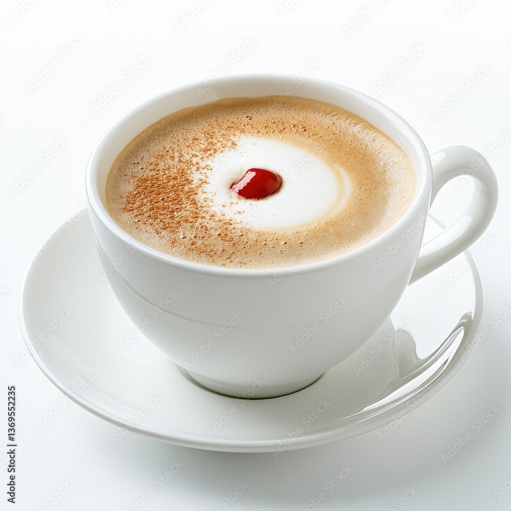 Obraz premium Cappuccino closeup in clean isolated white background beverage photography minimalist style