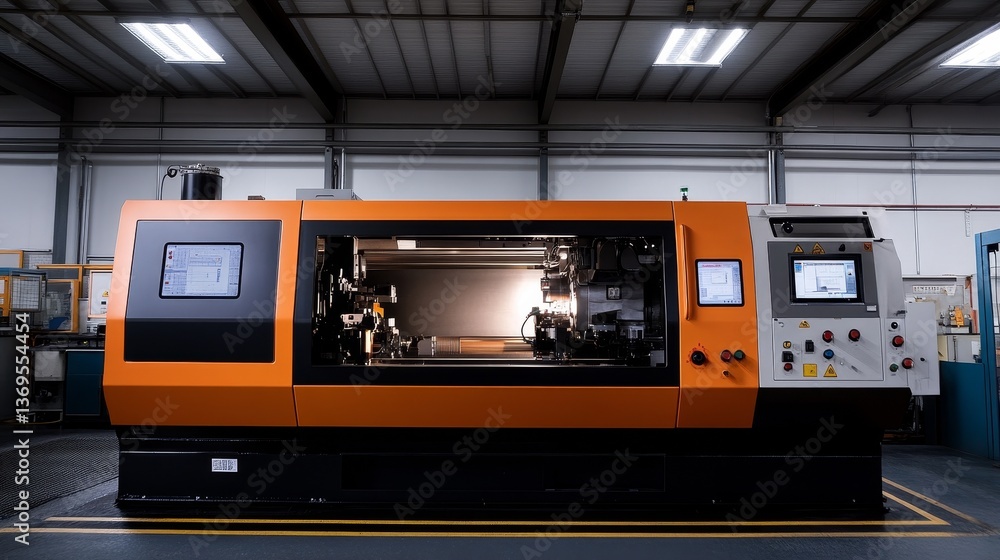 Obraz premium High-precision numerical control machine tools and advanced welding equipment in an industrial setting. Automated metalworking machinery for precision manufacturing and engineering applications.