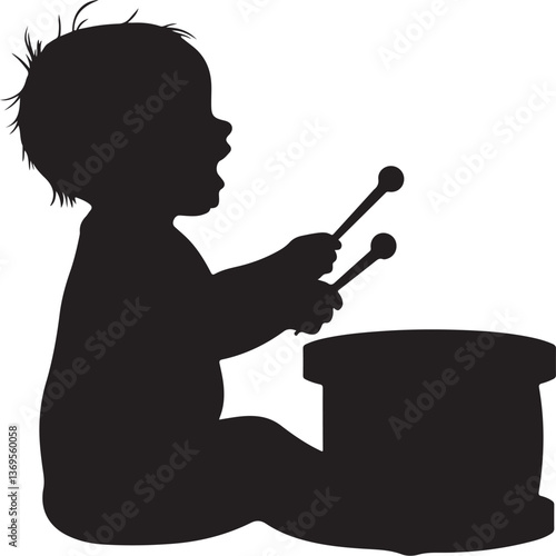 baby playing silhouette, baby silhouette, child playing clipart, toddler silhouette, baby crawling silhouette, infant silhouette, kids silhouette, baby vector design, baby playtime art, baby digital d