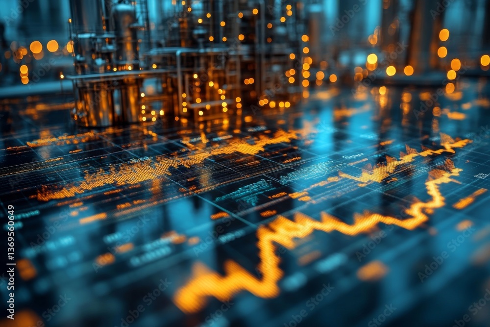 Obraz premium A financial infographic showing investments in the oil and gas sector. Generative AI