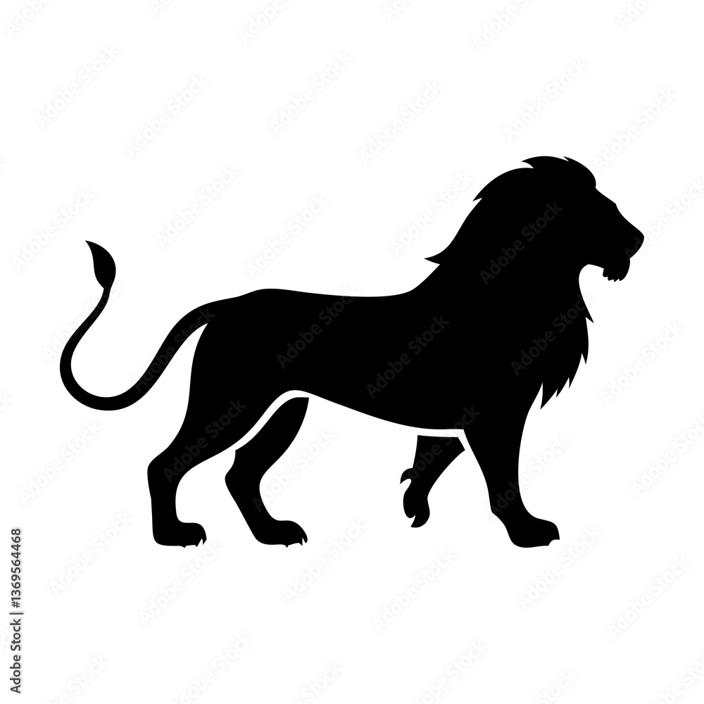 Obraz premium Silhouette of a black Lion in vector style isolated on white background