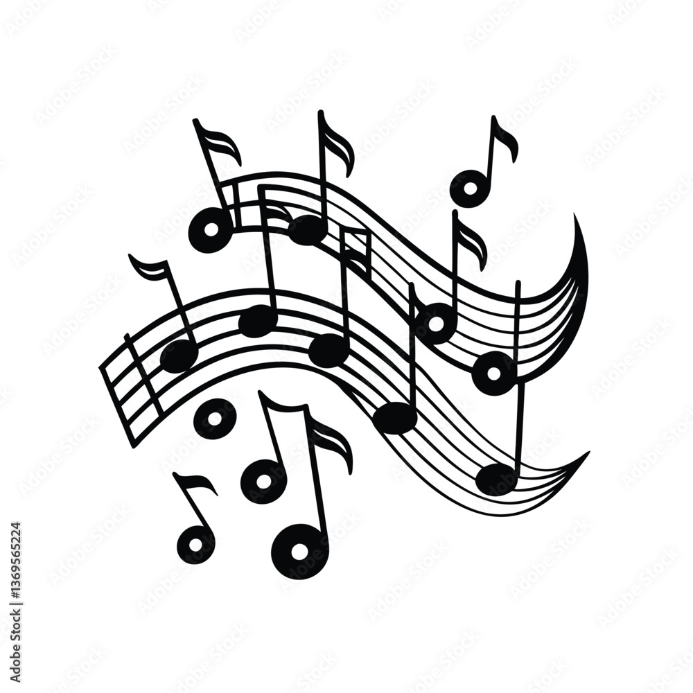 simple black and white music notes flat design on white background simple black and white music notes flat design on white background