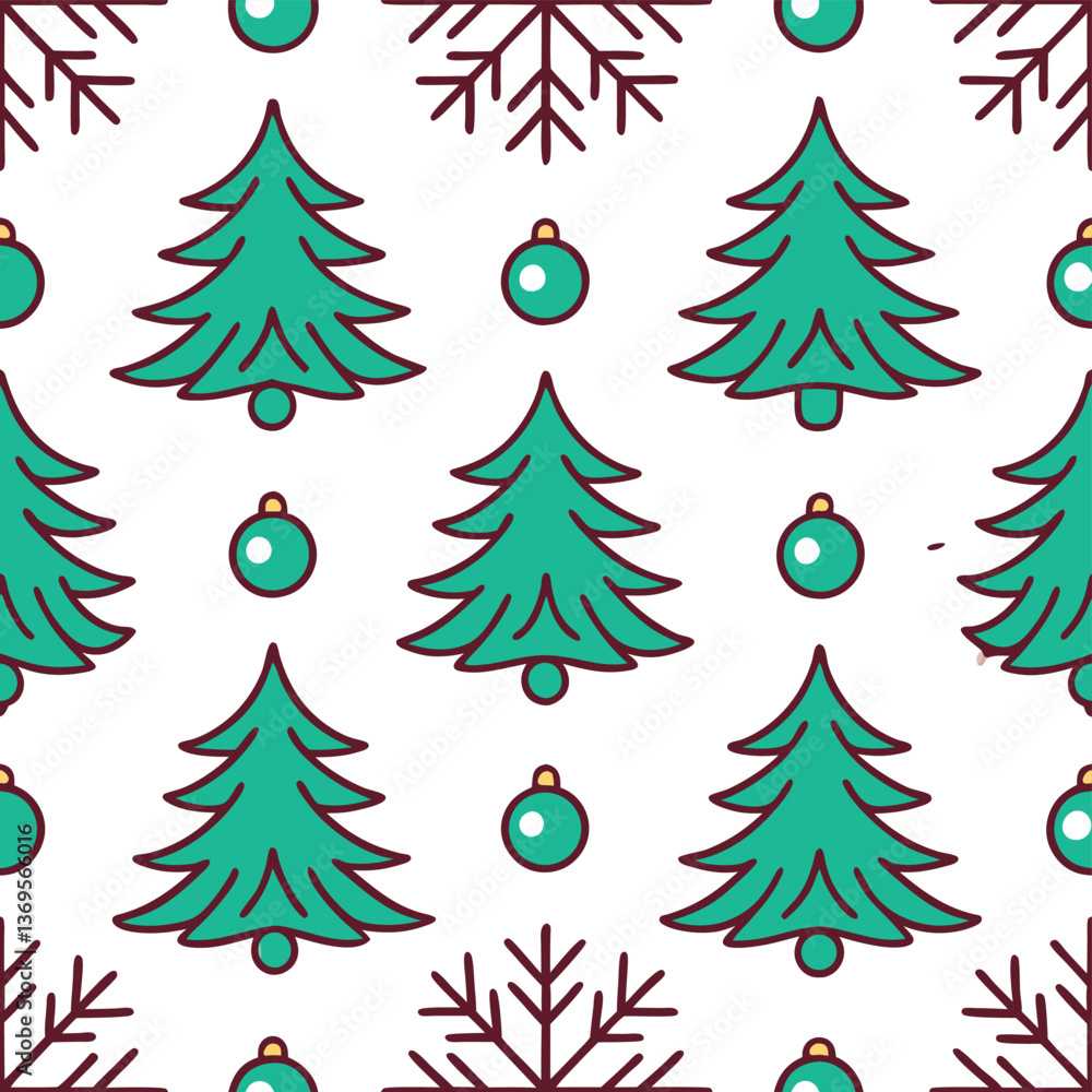 Fototapeta premium Seamless Pattern Collection Featuring Tropical Leaves, Geometric Honeycomb, Playful Shapes, Elegant Damask, Festive Christmas Trees, and Cute Balloon Faces and others for Versatile Design Applications