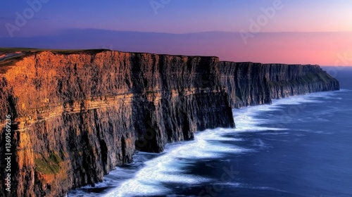 Majestic Cliffs of Moher Ireland Dramatic Sunset Coastal Landscape Ocean Waves