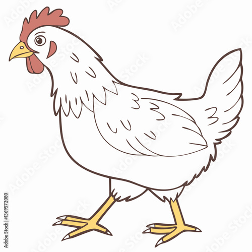 brown body of chicken hen standing isolated transparent background