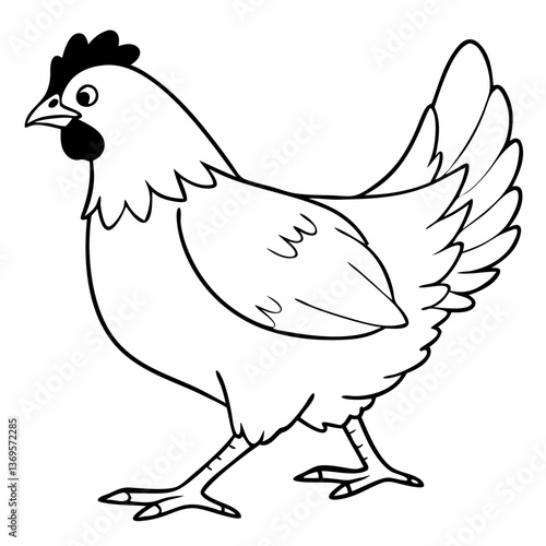 brown body of chicken hen standing isolated transparent background