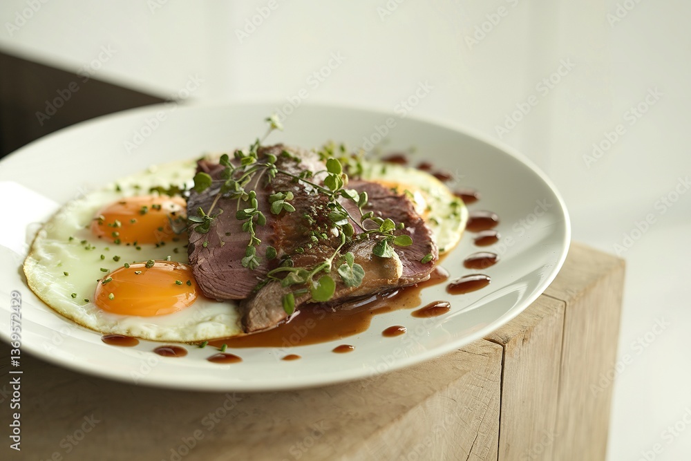 a breakfast plate with two sunny-side-up eggs a breakfast plate with two sunny-side-up eggs