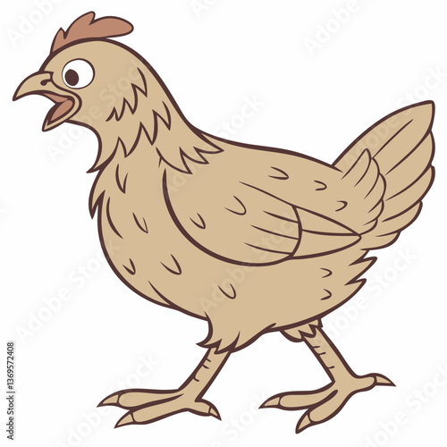 brown body of chicken hen standing isolated transparent background