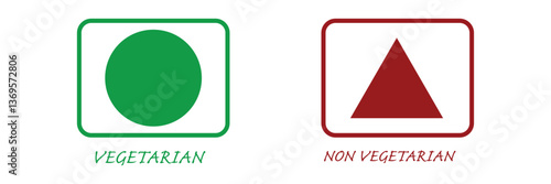 Veg Non-veg icons, veg and non-veg symbol on white background. Vector Illustration. EPS 10 . 