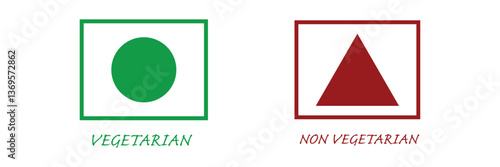 Veg Non-veg icons, veg and non-veg symbol on white background. Vector Illustration. EPS 10 . 