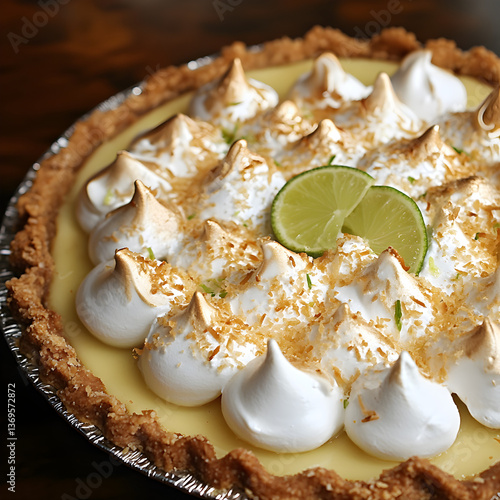 A Lemongrass Infused Key Lime Pie with Coconut Bits