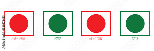 Veg Non-veg icons, veg and non-veg symbol on white background. Vector Illustration. EPS 10 . 