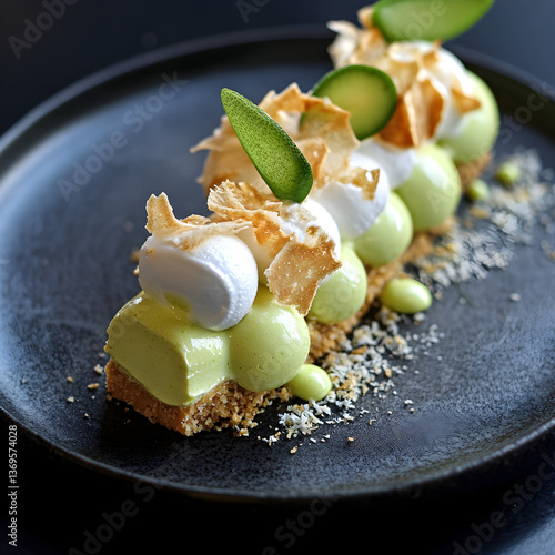 A Lemongrass Infused Key Lime Pie with Coconut Bits