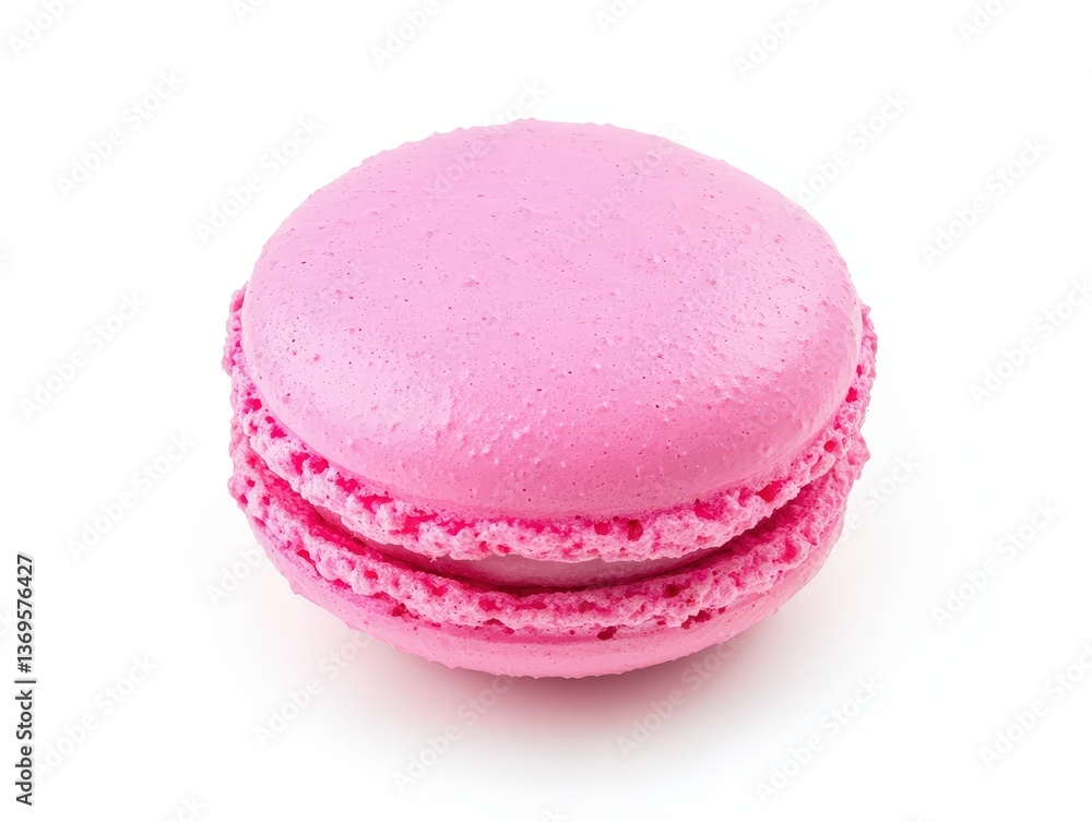 A beautifully detailed, close-up view of a perfect pink macaron, showcasing its delicate texture and irresistible allure. A beautifully detailed, close-up view of a perfect pink macaron, showcasing its delicate texture and irresistible allure.